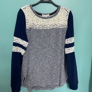 Jolt Long Sleeve Lace Shoulder Shirt